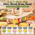 Mandoline Slicer for Kitchen with Food Container & Hand Guard 6 Stainless Steel Blades for Julienne Slice Crinkle Cut Grater