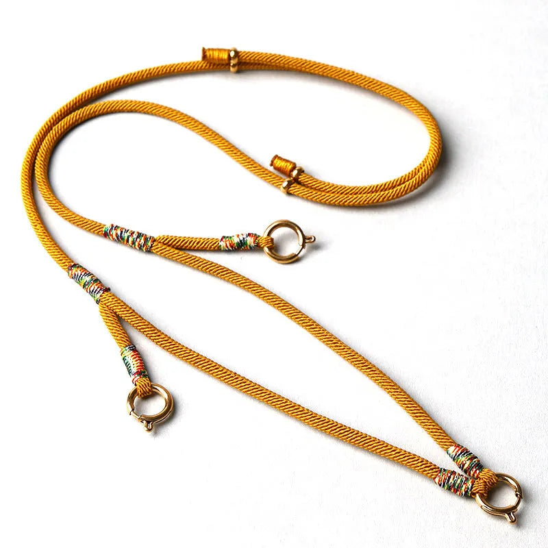 Adjustable round Rope Buddha Pendant Necklace Handmade Tibetan Style Multi-Hang Easy Remove Replacement for Elderly Couples F...