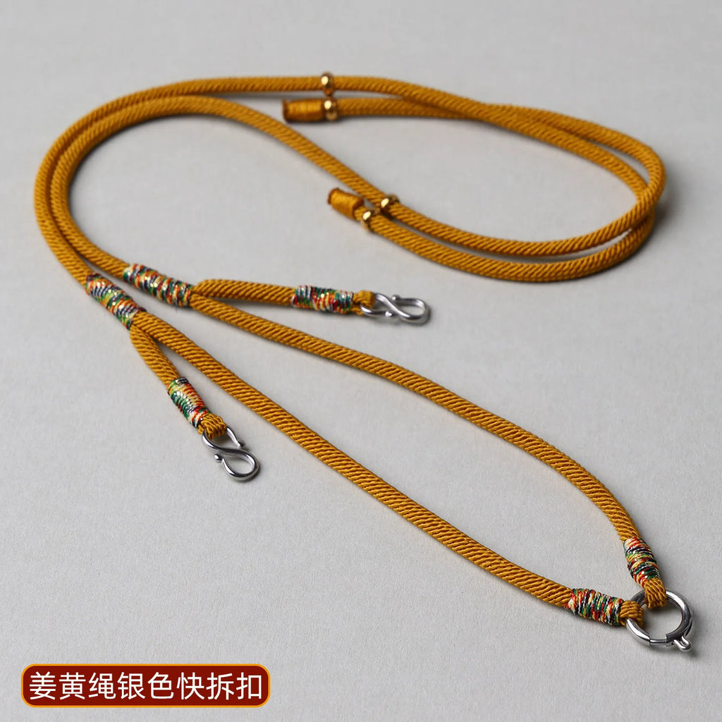 Adjustable round Rope Buddha Pendant Necklace Handmade Tibetan Style Multi-Hang Easy Remove Replacement for Elderly Couples F...