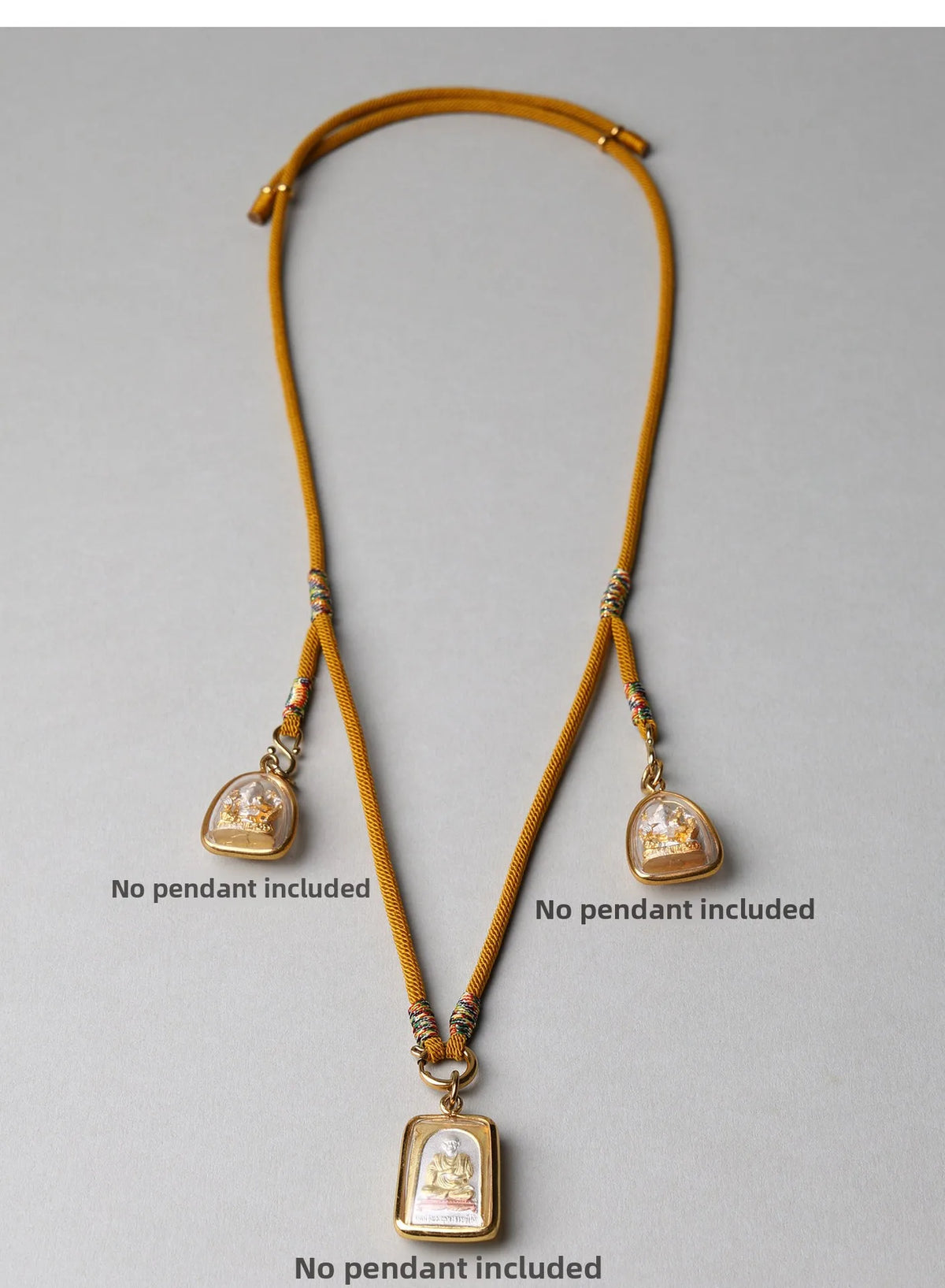 Adjustable round Rope Buddha Pendant Necklace Handmade Tibetan Style Multi-Hang Easy Remove Replacement for Elderly Couples F...