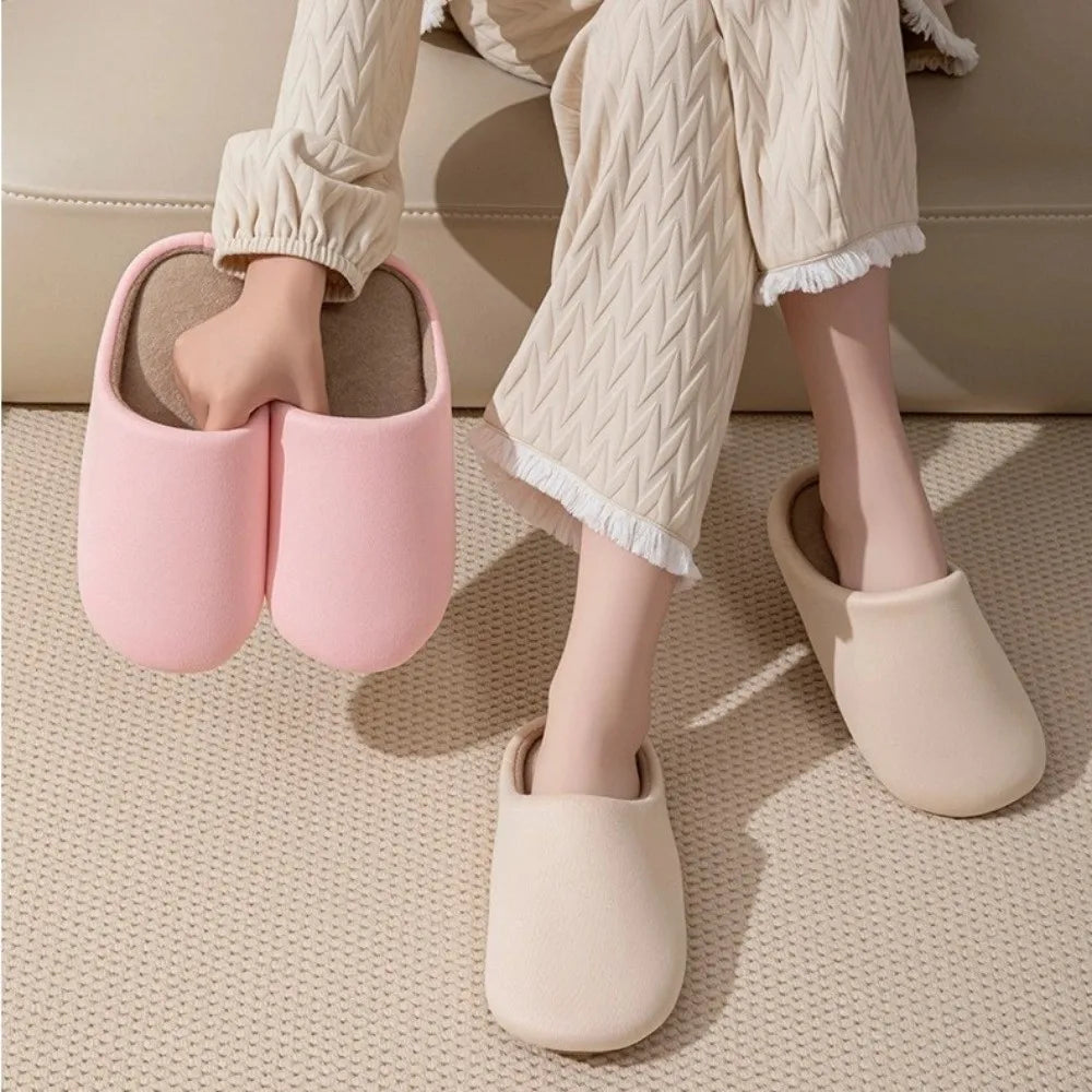 Thin Velvet Solid Color Slippers Mute Soft Bottom Winter Floor Slippers Unisex Non-Slip House Floor Slipper Autumn and Winter