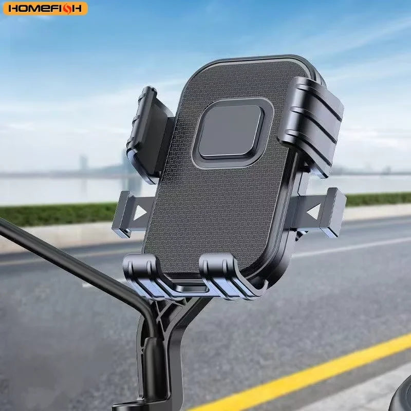 A Rotatable Navigation Stand for Motorcycles, Bicycles and Mobile Phones, Shockproof Riding, Rearview Mirror Version