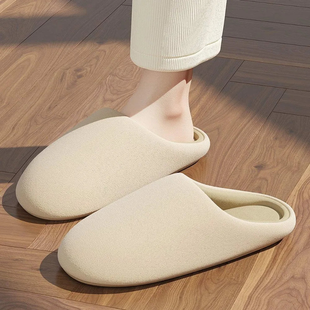 Thin Velvet Solid Color Slippers Mute Soft Bottom Winter Floor Slippers Unisex Non-Slip House Floor Slipper Autumn and Winter