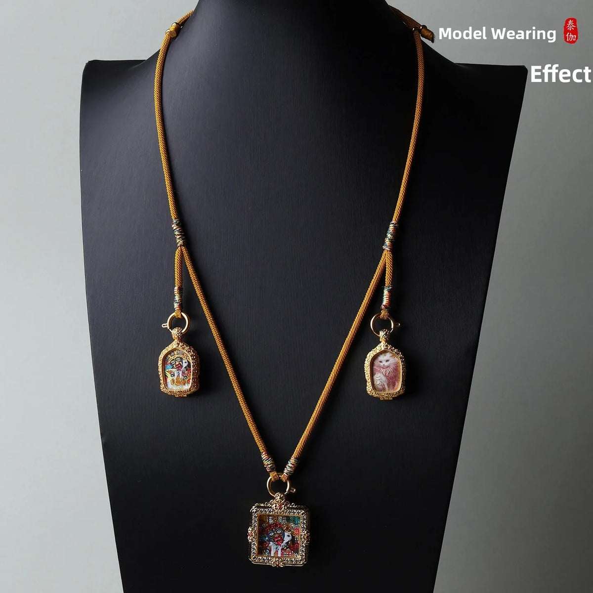 Adjustable round Rope Buddha Pendant Necklace Handmade Tibetan Style Multi-Hang Easy Remove Replacement for Elderly Couples F...