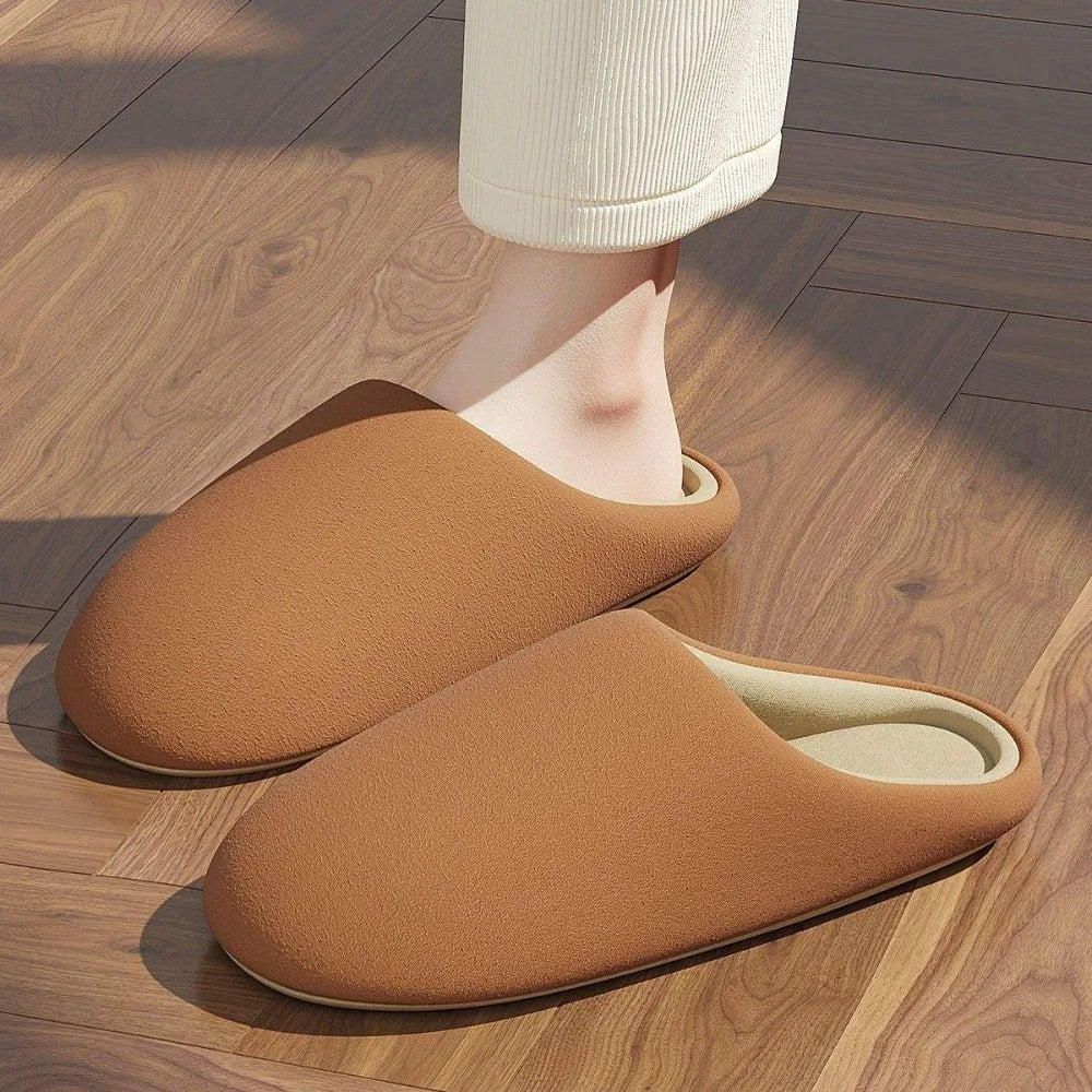 Thin Velvet Solid Color Slippers Mute Soft Bottom Winter Floor Slippers Unisex Non-Slip House Floor Slipper Autumn and Winter