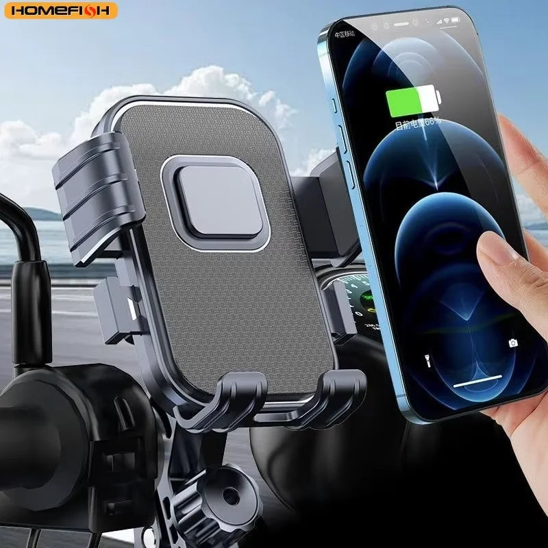 A Rotatable Navigation Stand for Motorcycles, Bicycles and Mobile Phones, Shockproof Riding, Rearview Mirror Version