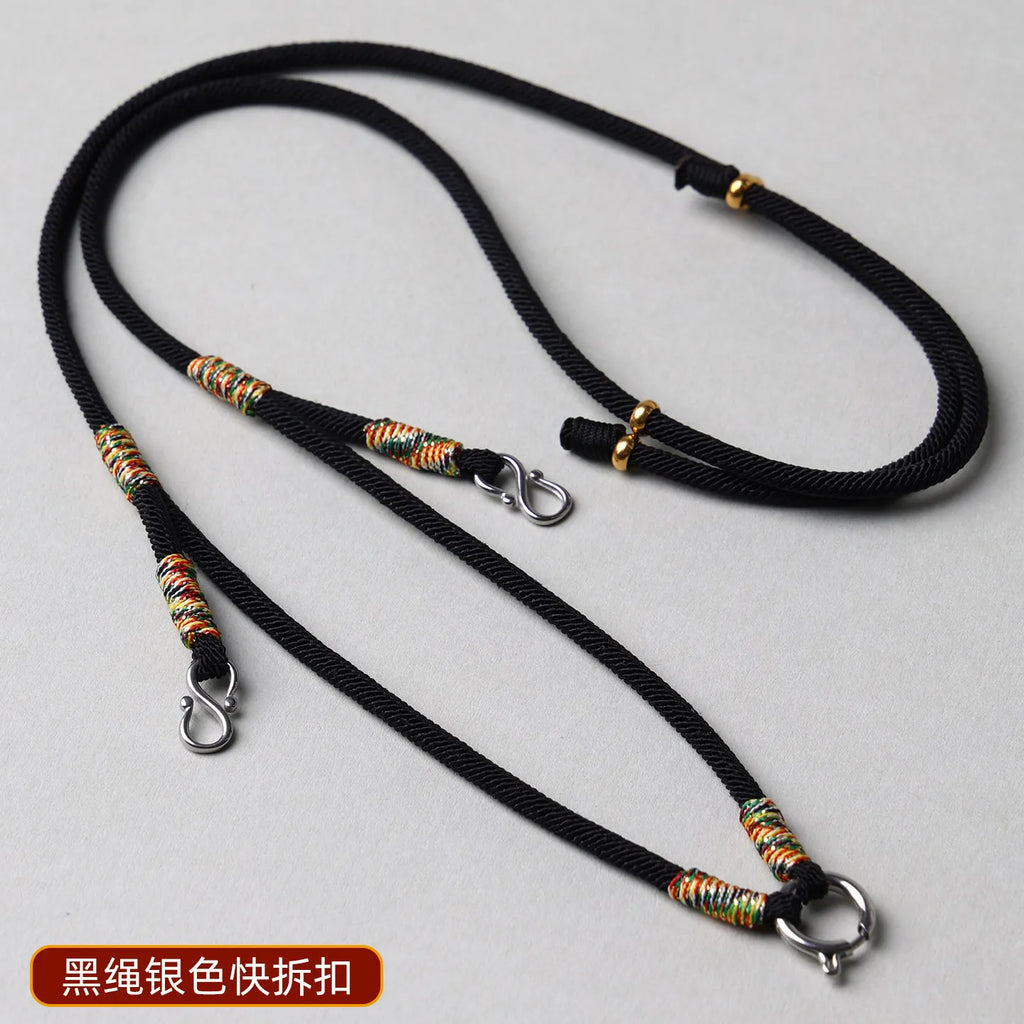 Adjustable round Rope Buddha Pendant Necklace Handmade Tibetan Style Multi-Hang Easy Remove Replacement for Elderly Couples F...