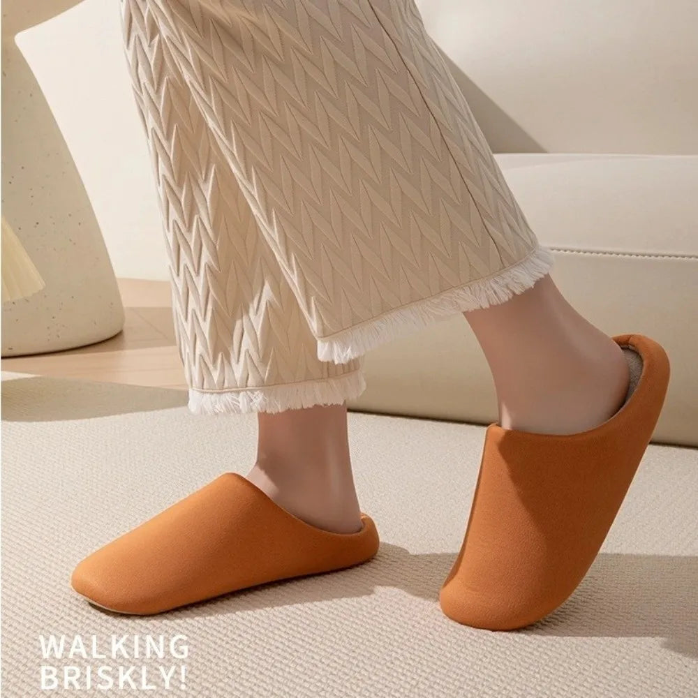 Thin Velvet Solid Color Slippers Mute Soft Bottom Winter Floor Slippers Unisex Non-Slip House Floor Slipper Autumn and Winter