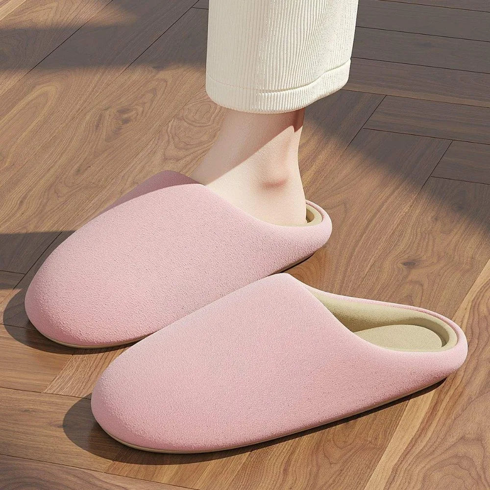 Thin Velvet Solid Color Slippers Mute Soft Bottom Winter Floor Slippers Unisex Non-Slip House Floor Slipper Autumn and Winter