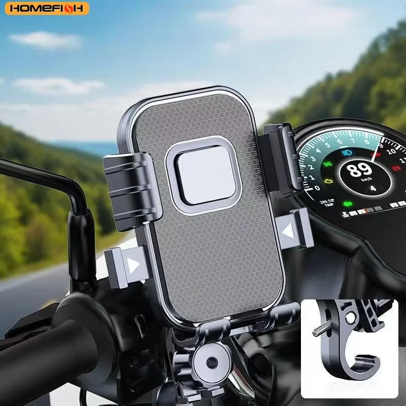A Rotatable Navigation Stand for Motorcycles, Bicycles and Mobile Phones, Shockproof Riding, Rearview Mirror Version