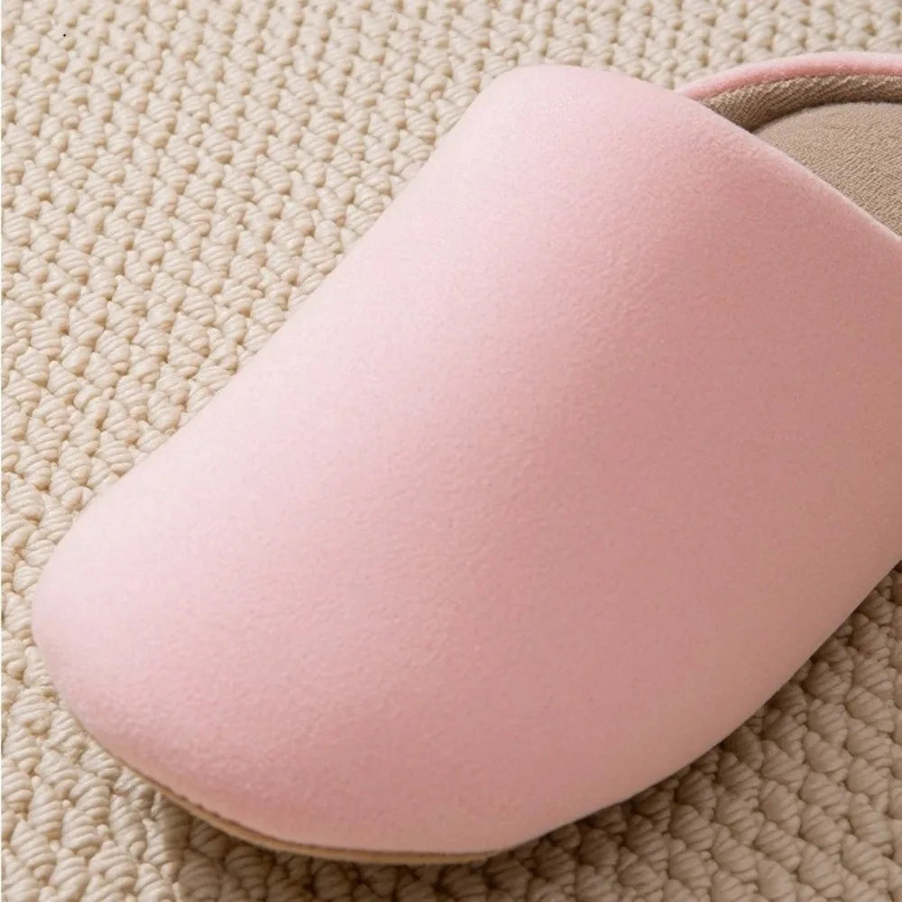 Thin Velvet Solid Color Slippers Mute Soft Bottom Winter Floor Slippers Unisex Non-Slip House Floor Slipper Autumn and Winter