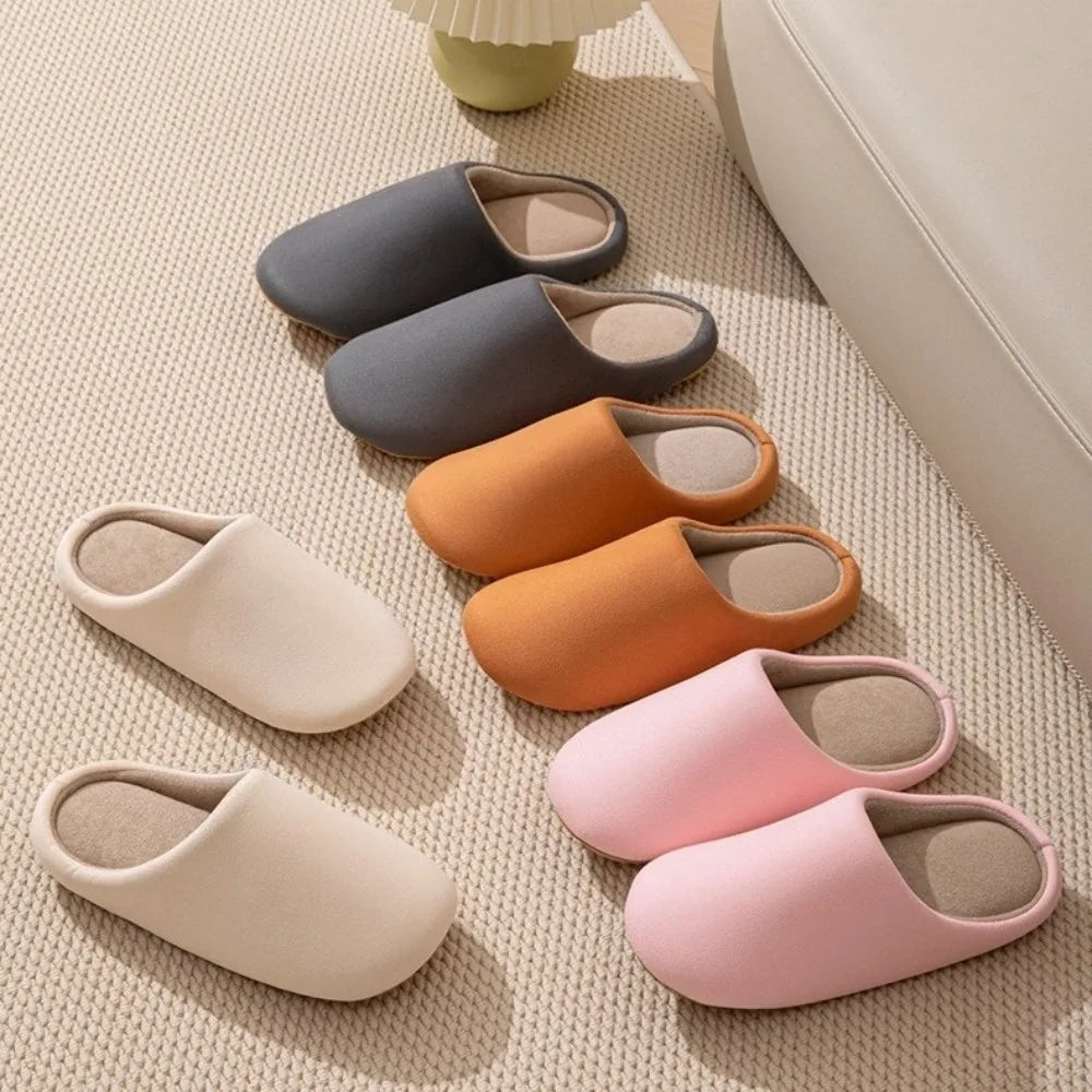 Thin Velvet Solid Color Slippers Mute Soft Bottom Winter Floor Slippers Unisex Non-Slip House Floor Slipper Autumn and Winter