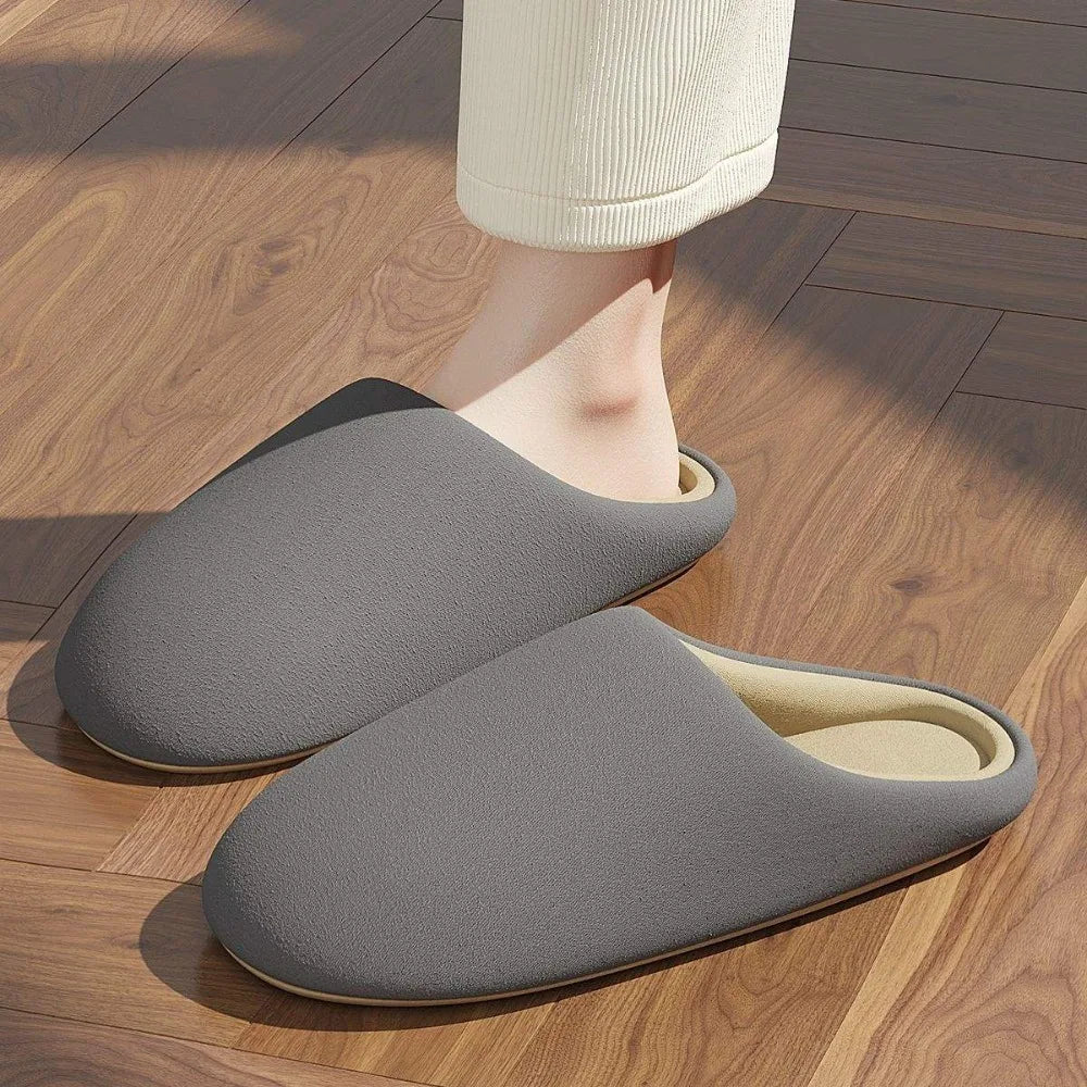 Thin Velvet Solid Color Slippers Mute Soft Bottom Winter Floor Slippers Unisex Non-Slip House Floor Slipper Autumn and Winter