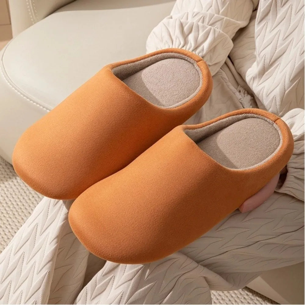 Thin Velvet Solid Color Slippers Mute Soft Bottom Winter Floor Slippers Unisex Non-Slip House Floor Slipper Autumn and Winter