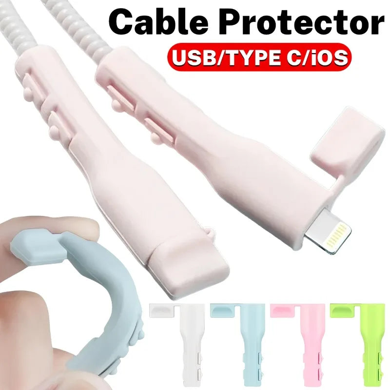10Pcs Cable Protector Soft Silicone Anti Break Wire Organizer Winder Saver Data Line Protective Covers for iOS Micro USB Type C