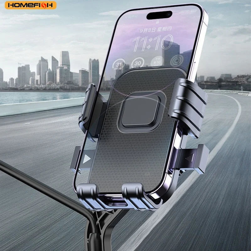 A Rotatable Navigation Stand for Motorcycles, Bicycles and Mobile Phones, Shockproof Riding, Rearview Mirror Version